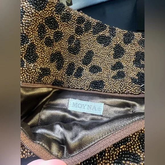 Stunning Vintage Leopard Print Beaded Clutch by Moyna - Picture 9 of 12